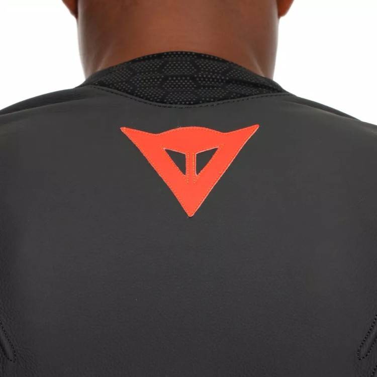 RACING 5 LEATHER JACKET | BLACK BLACK RED-FLUO | DAINESE