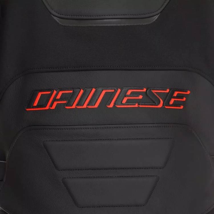 RACING 5 LEATHER JACKET | BLACK BLACK RED-FLUO | DAINESE