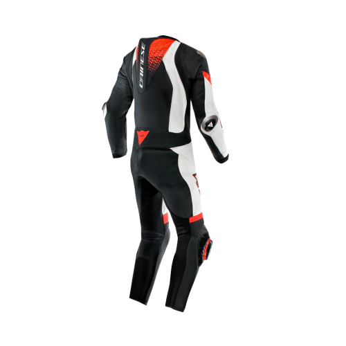 TUTA LAGUNA SECA 6 PERF 1PC LEATHER SUIT | BLACK WHITE RED-FLUO | DAINESE