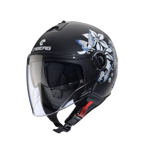CASCO JET RIVIERA V4X MIA NERO OPACO/BIANCO/GRIGIO/AZZURRO| CABERG