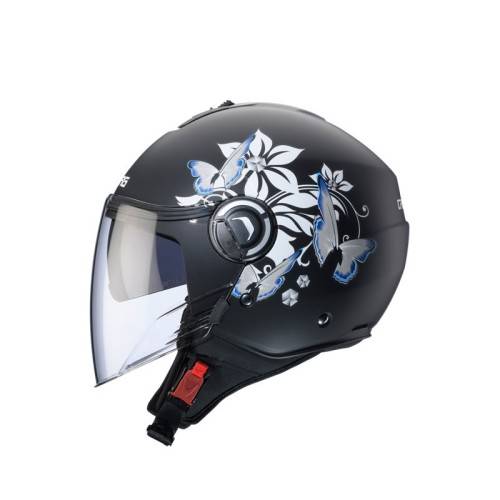 CASCO JET RIVIERA V4X MIA NERO OPACO/BIANCO/GRIGIO/AZZURRO| CABERG