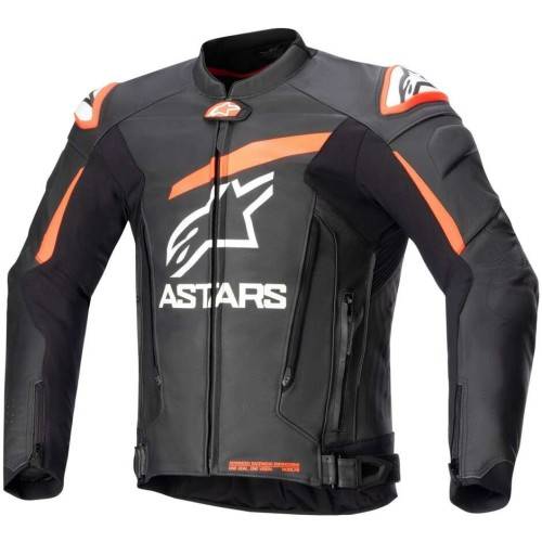 GP PLUS V4 PELLE GIACCA BLACK RED FLUO WHITE | ALPINESTARS
