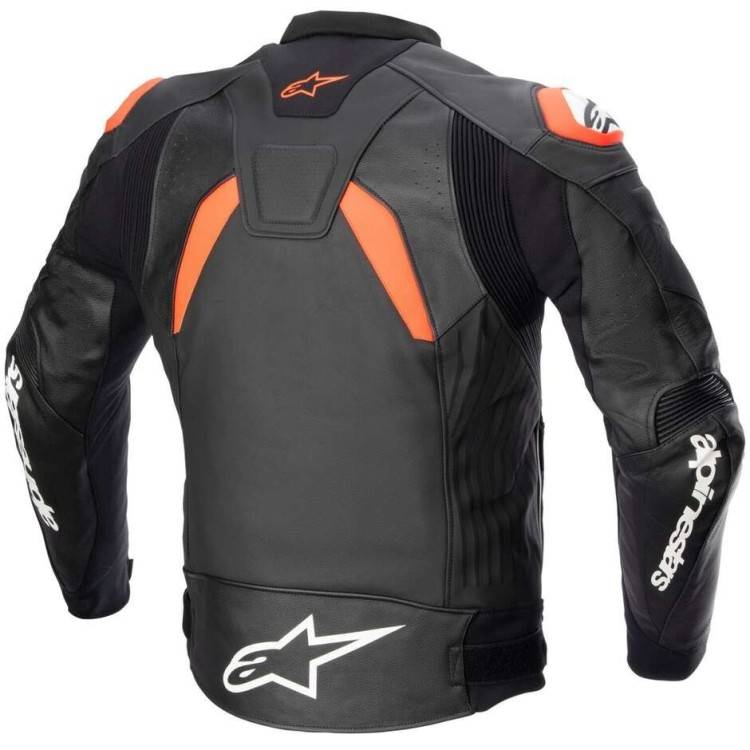 GP PLUS V4 PELLE GIACCA BLACK RED FLUO WHITE | ALPINESTARS