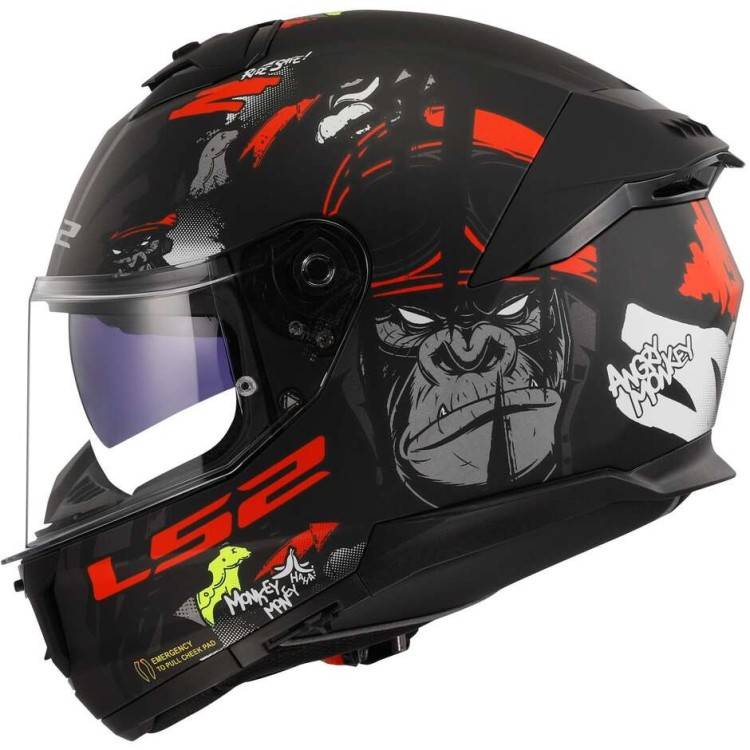 CASCO INTEGRALE LS2 FF808 STREAM II ANGRY MONKEY M.BLACK RED-06