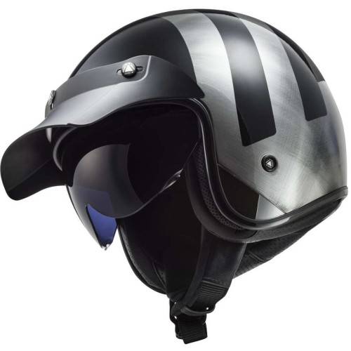 CASCO JET LS2 OF601 BOB II LINES BLACK JEANS-06