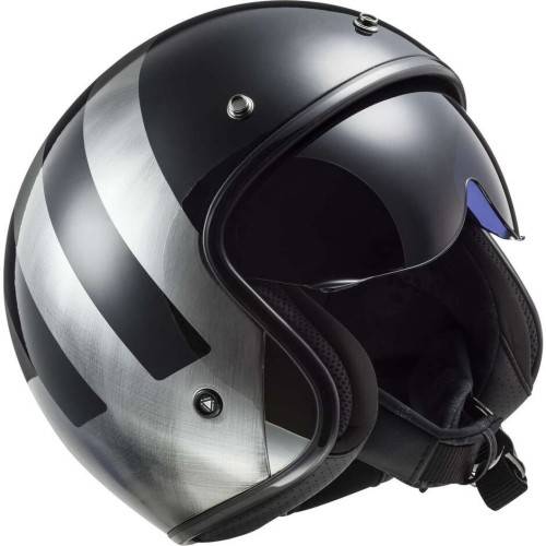 CASCO JET LS2 OF601 BOB II LINES BLACK JEANS-06