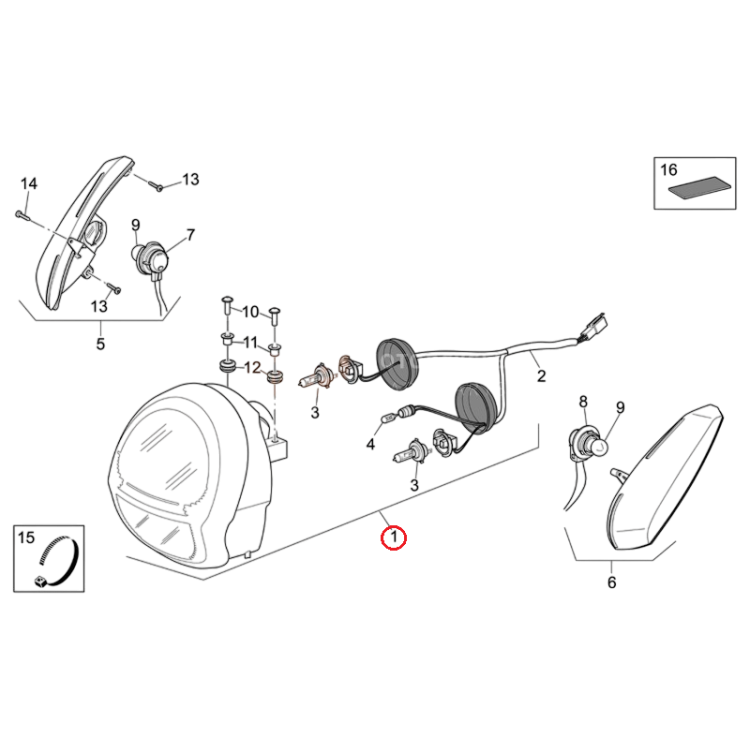 AP8127714 | FANALE ANTERIORE CROMATO | PIAGGIO RICAMBI ORIGINALI
