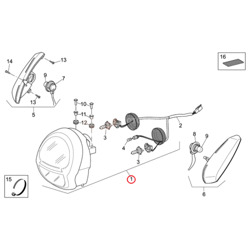 AP8127714 | FANALE ANTERIORE CROMATO | PIAGGIO RICAMBI ORIGINALI