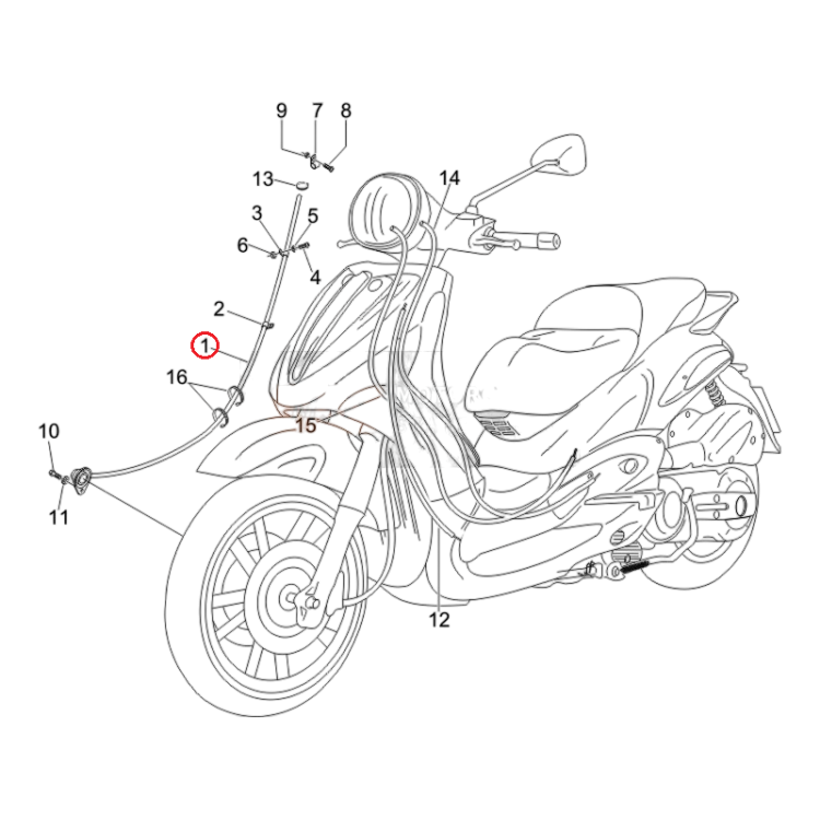 649189 | TRASMISSIONE FLESSIBILE CONTAKM | PIAGGIO RICAMBI ORIGINALI