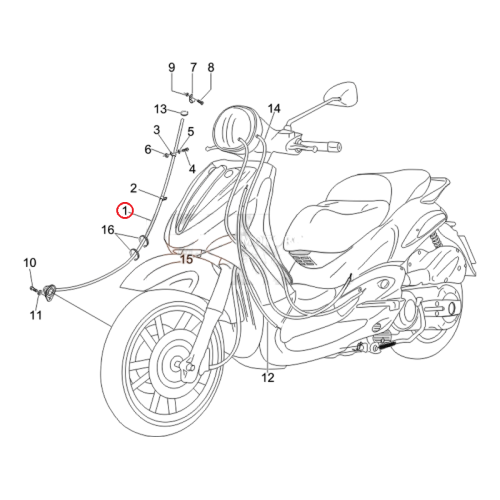 649189 | TRASMISSIONE FLESSIBILE CONTAKM | PIAGGIO RICAMBI ORIGINALI