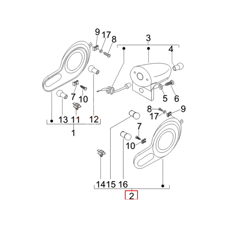 640467 | FANALE POSTERIORE SX COMPLETO | PIAGGIO RICAMBI ORIGINALI