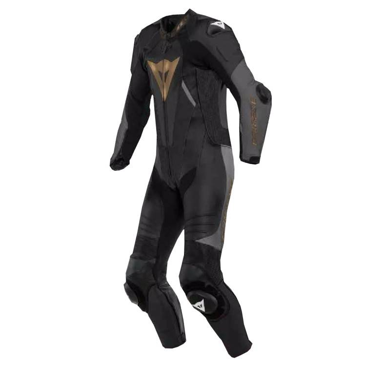 TUTA LAGUNA SECA 5 1PC LEATHER SUIT SPECIAL EDITION BLACK GREY GOLD | DAINESE