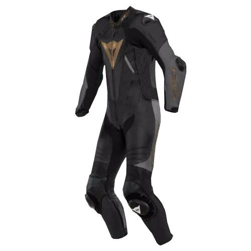 TUTA LAGUNA SECA 5 1PC LEATHER SUIT SPECIAL EDITION BLACK GREY GOLD | DAINESE