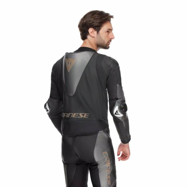 TUTA LAGUNA SECA 5 1PC LEATHER SUIT SPECIAL EDITION BLACK GREY GOLD | DAINESE