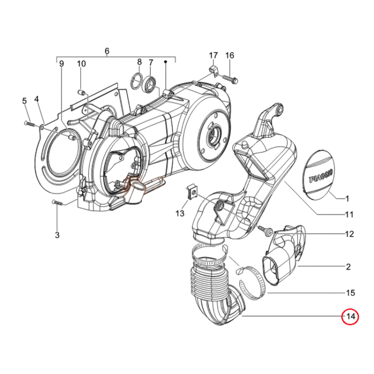 621251 | SOFFIETTO RAFFRED.CINGHIA | PIAGGIO RICAMBI ORIGINALI