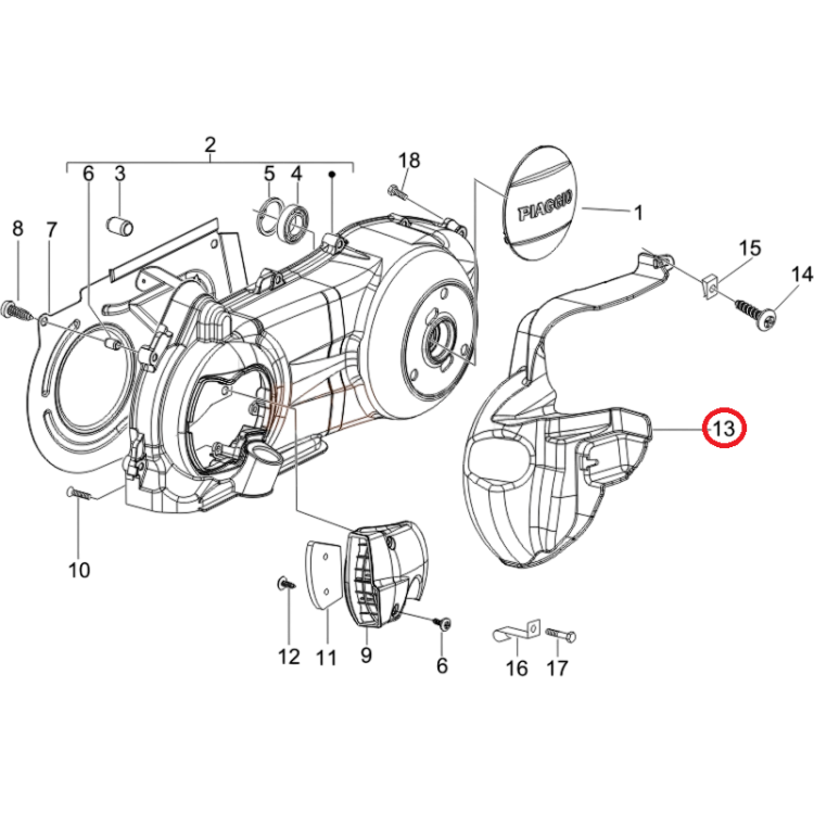 621126 | SCATOLA RAFFREDDAMENTO CINGHIA | PIAGGIO RICAMBI ORIGINALI