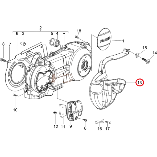 621126 | SCATOLA RAFFREDDAMENTO CINGHIA | PIAGGIO RICAMBI ORIGINALI
