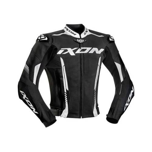 VORTEX 2 JKT - GIUBBOTTO PELLE UOMO NERO/BIANCO IXON