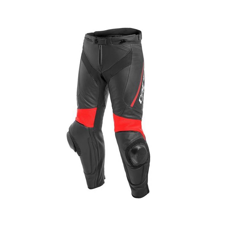 DELTA 3 LEATHER PANTS-P75-BLACK/BLACK/FLUO-RED DAINESE