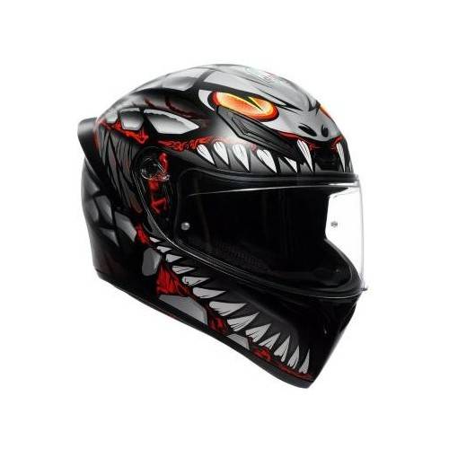 CASCO INTEGRALE K1 S AGV E2206 LYZARD MATT BLACK GREY RED | AGV