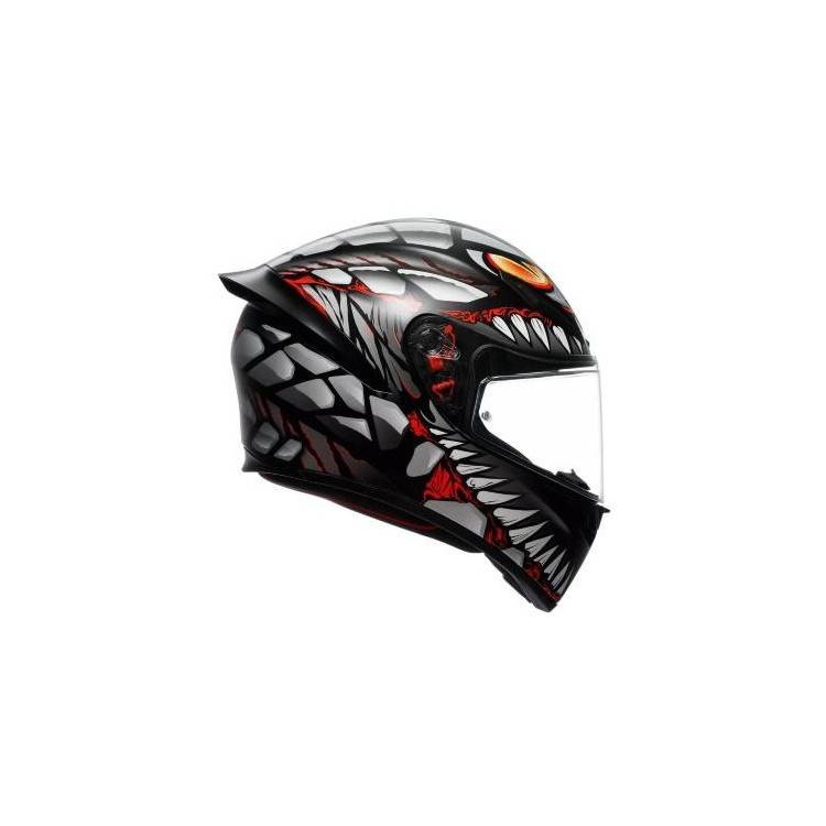 CASCO INTEGRALE K1 S AGV E2206 LYZARD MATT BLACK GREY RED | AGV