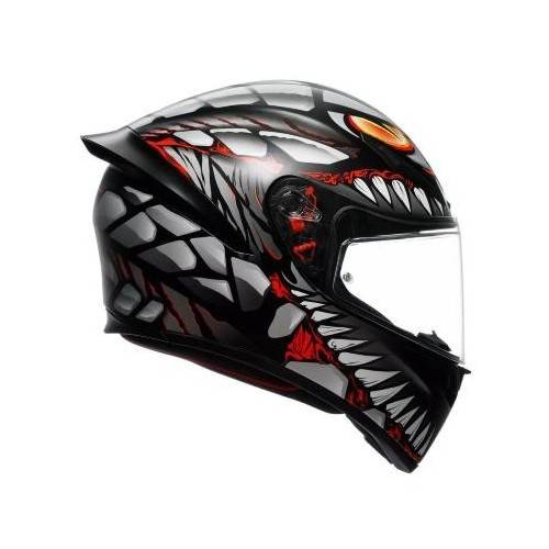 CASCO INTEGRALE K1 S AGV E2206 LYZARD MATT BLACK GREY RED | AGV