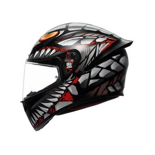 CASCO INTEGRALE K1 S AGV E2206 LYZARD MATT BLACK GREY RED | AGV