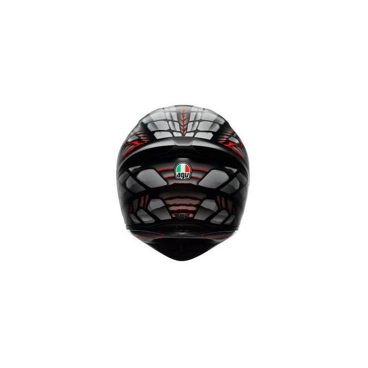 CASCO INTEGRALE K1 S AGV E2206 LYZARD MATT BLACK GREY RED | AGV