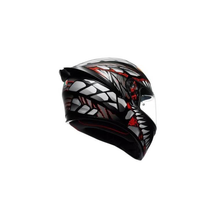 CASCO INTEGRALE K1 S AGV E2206 LYZARD MATT BLACK GREY RED | AGV