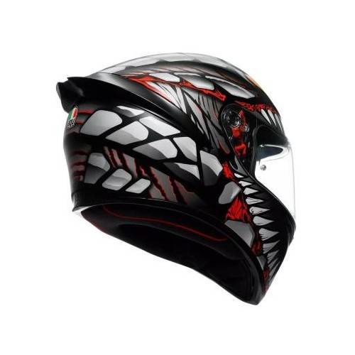 CASCO INTEGRALE K1 S AGV E2206 LYZARD MATT BLACK GREY RED | AGV