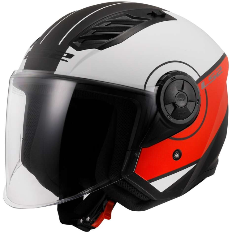 CASCO JET LS2 OF616 AIRFLOW II COVER MATT WHITE RED-06 | LS2