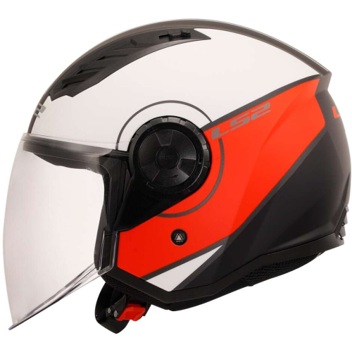 CASCO JET LS2 OF616 AIRFLOW II COVER MATT WHITE RED-06 | LS2