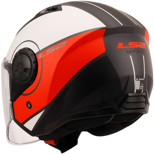 CASCO JET LS2 OF616 AIRFLOW II COVER MATT WHITE RED-06 | LS2