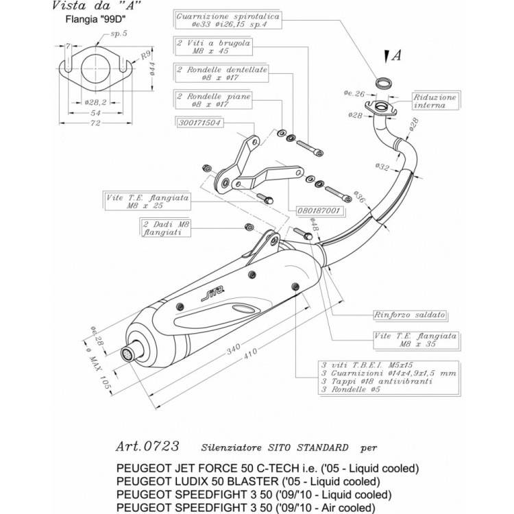 LEOVINCE SITO PEUGEOT JET FORCE C.TECH 50 i.e. (liquid cooled) i.e./L | LEOVINCE