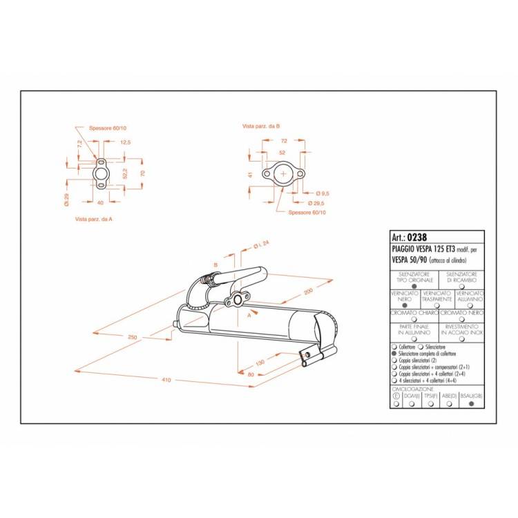 LEOVINCE SITO PIAGGIO VESPA 125 ET3 MOD. 50/90 | LEOVINCE