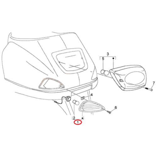 58176R5 | INDICATORE DIREZIONE POST.SINISTRO | PIAGGIO RICAMBI ORIGINALI
