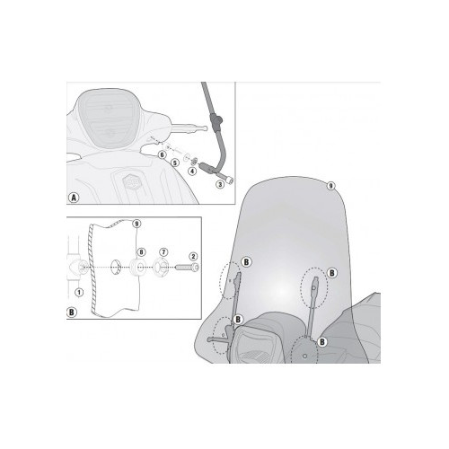 IL KIT DI MONTAGGIO PER A5606A PER I PARABREZZA 5612S E 5606A PER PIAGGIO MEDLEY 125. | GIVI | 5606AKITR