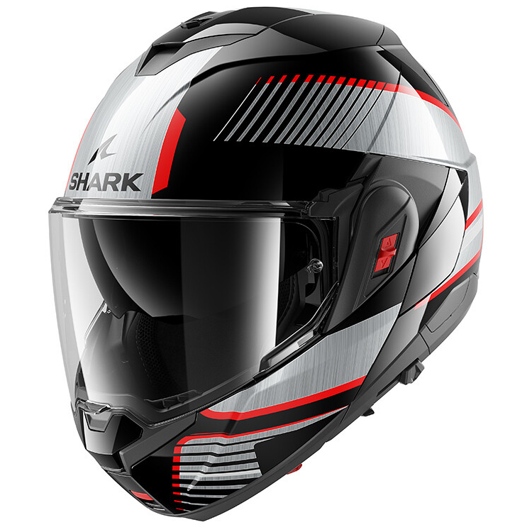 CASCO MODULARE OXO SIKTER BLACK CHROM SILVER | SHARK HELMETS
