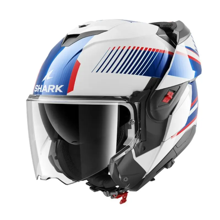 CASCO MODULARE OXO SIKTER WHITE CHROME BLUE | SHARK HELMETS