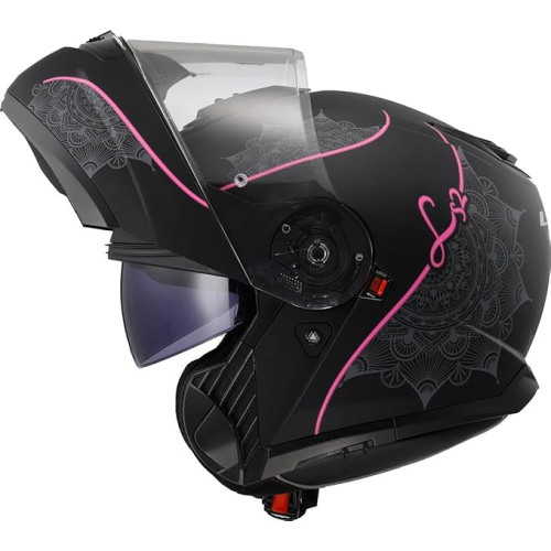CASCO MODULARE LS2 FF908 STROBE II LUX M.BLACK PINK-06  | LS2