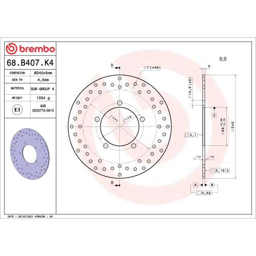 Disco Brembo 68B407K4