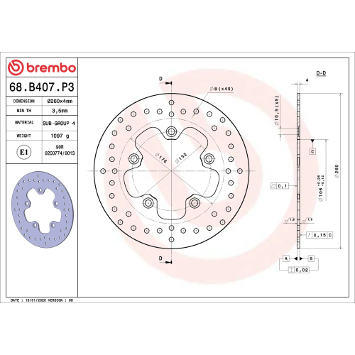 Disco Brembo 68B407P3