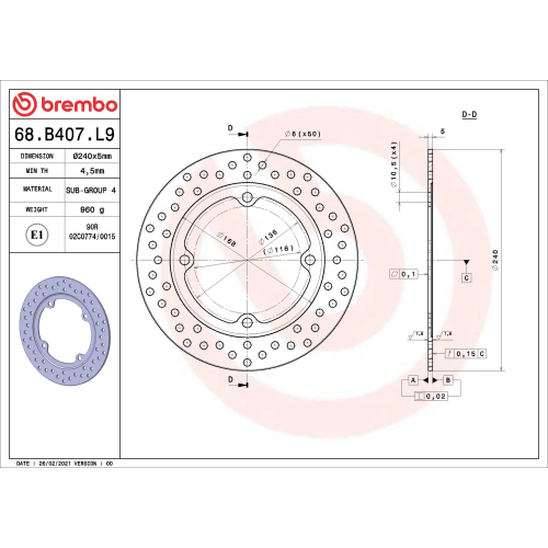 Disco Brembo 68B407L9