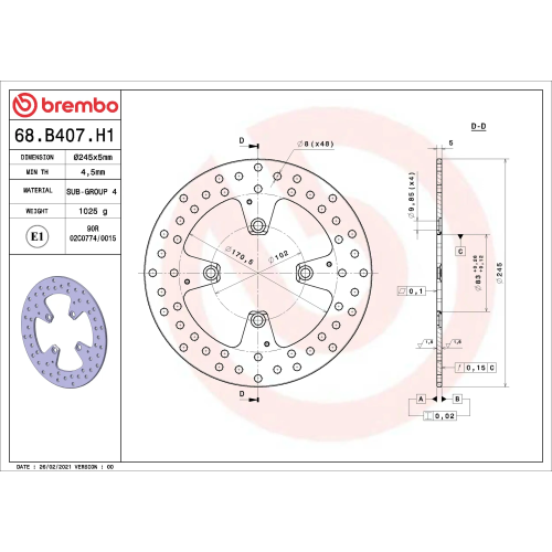 Disco Brembo 68B407H1