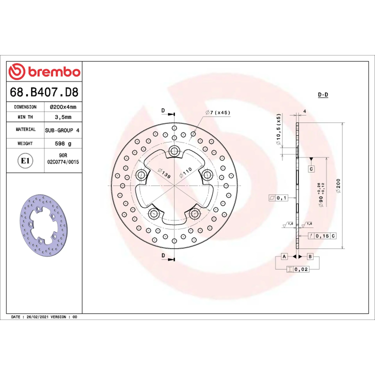 Disco Brembo 68B407D8