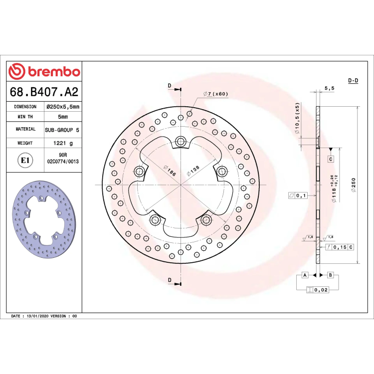 Disco Brembo 68B407A2