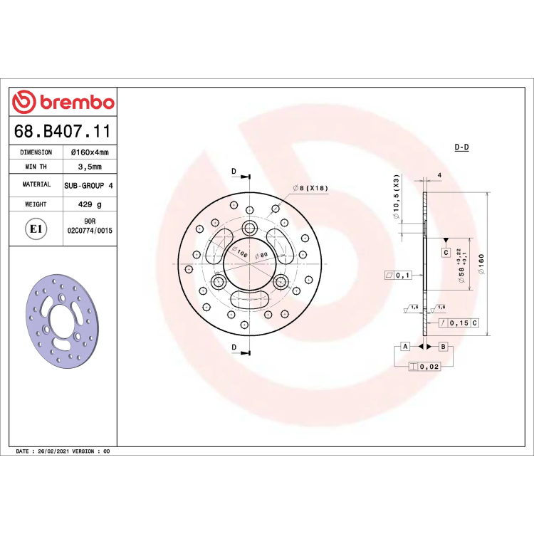 Disco Brembo 68B40711