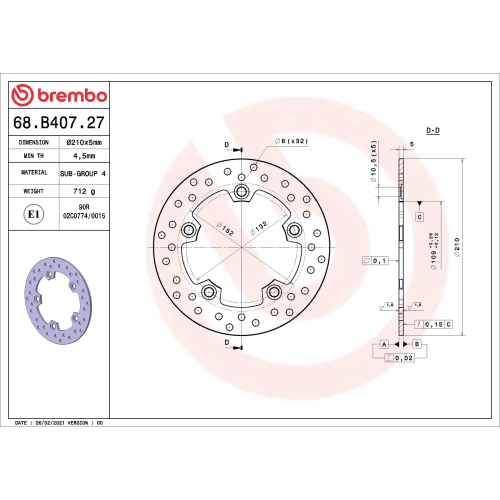 Disco Brembo 68B40727