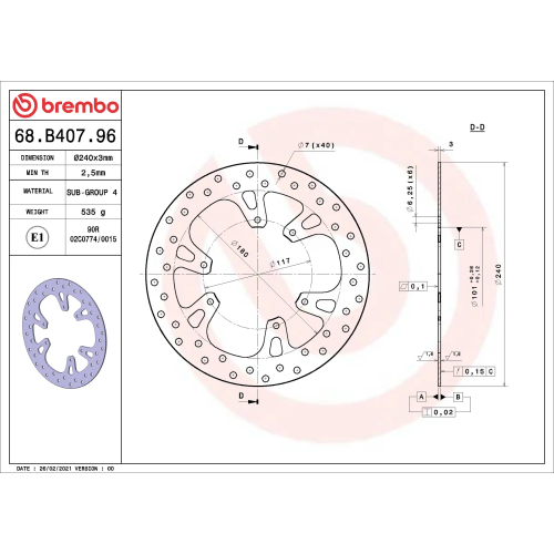 Disco Brembo 68B40796