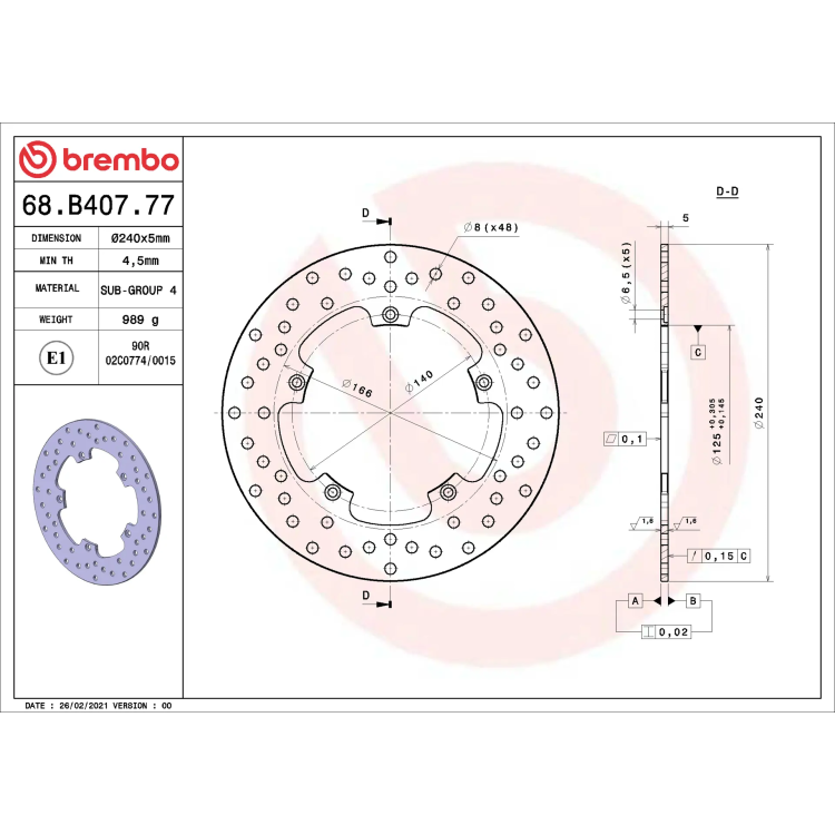 Disco Brembo 68B40777